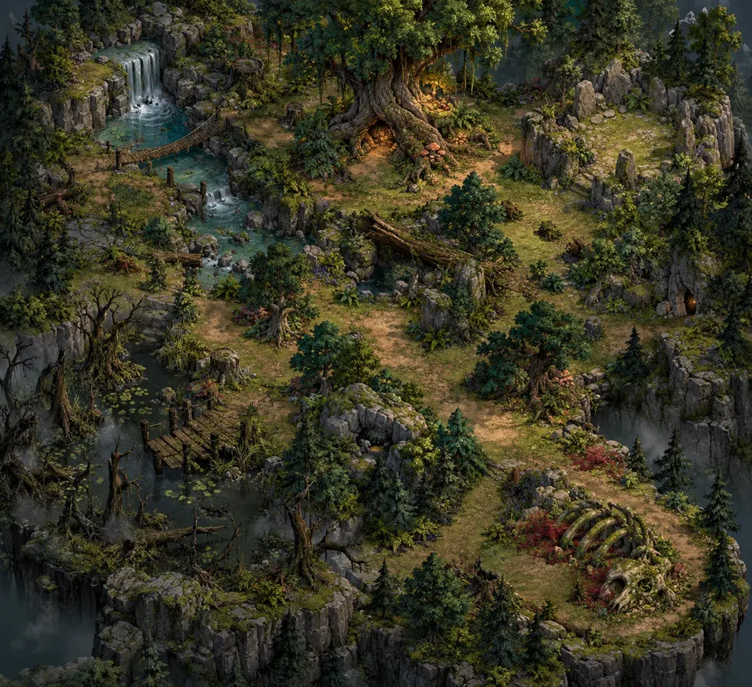 Custom forest ruins battle map
